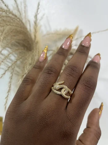 Interconnected Iced Snake Ring