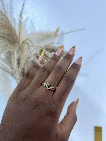 Clear Cubic Zircon Encrusted Heart Promise Ring