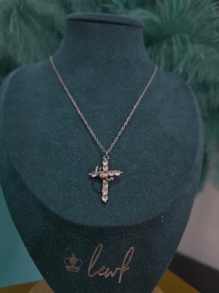 CZ Cross with Silver Crown