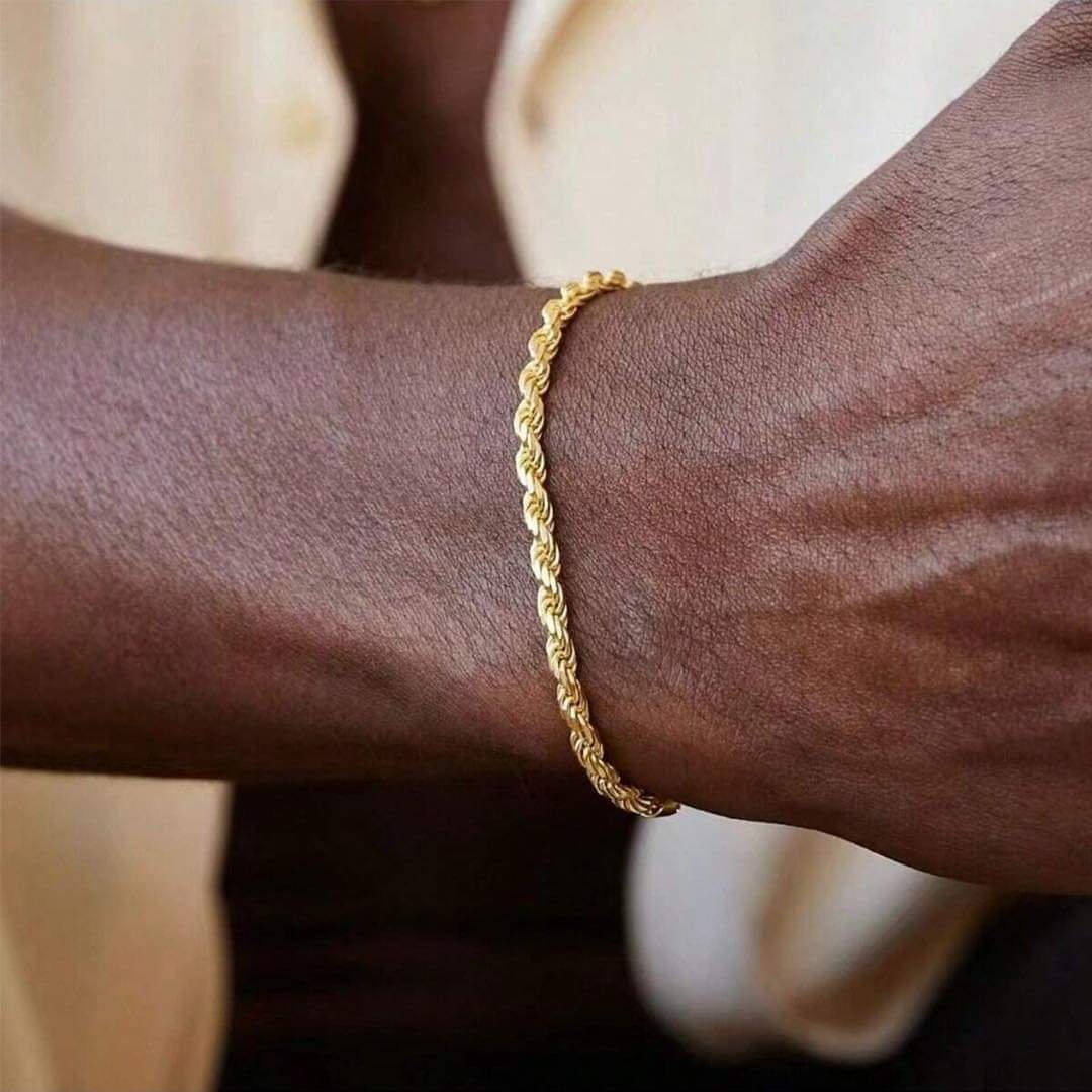 FB_IMG_1725830935373.jpg Gold Plated Rope Chain Bracelet - Image 1