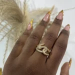 Interconnected Iced Snake Ring